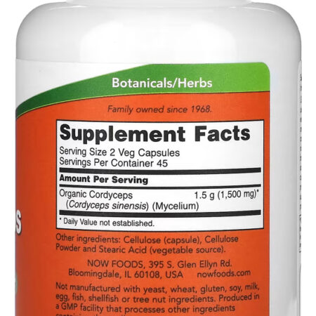 Cordyceps 750mg Now Foods 90 Veg Caps Importado 5un - Imagem 3