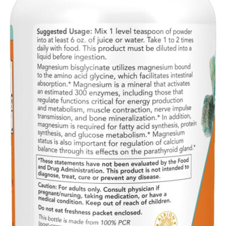 Bisglicinato De Magnésio Em Pó 227g Importado 4un Now Foods - Imagem 4