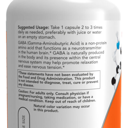 Ácido Gaba 500mg Now Foods Com Vitamina B-6 200 Veg Caps - Imagem 3