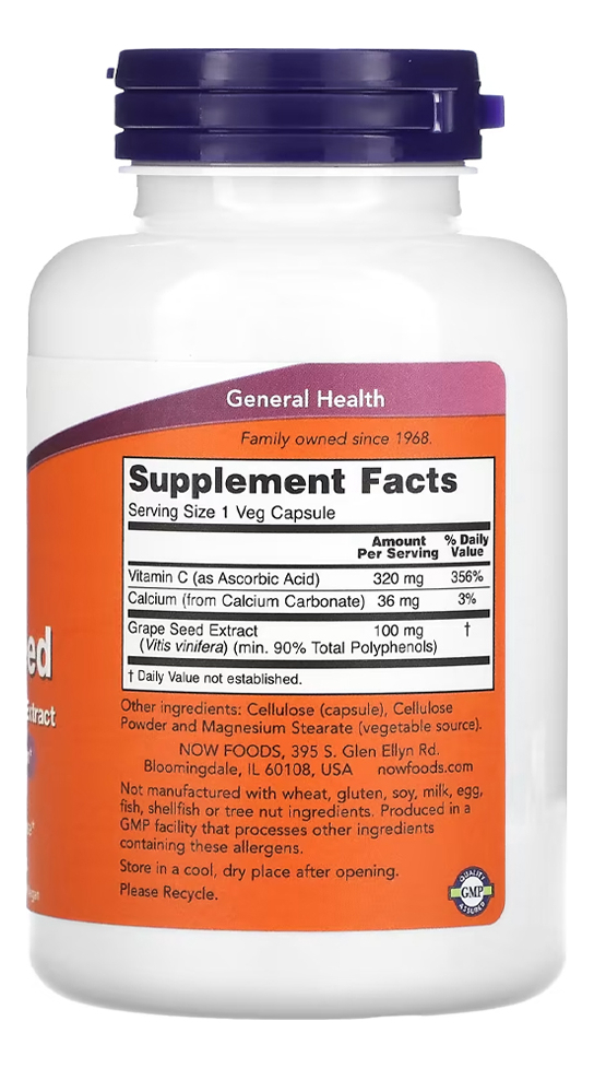 Semente Uva 100mg Now Foods Grape Seed 200caps Importado - Imagem 3