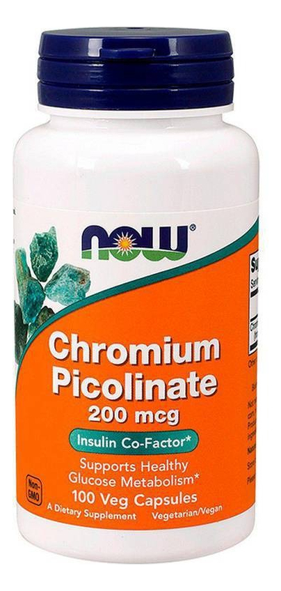 Picolinato De Cromo 200mcg 100 Capsulas Chromium - Now Foods Sabor Sem Sabor - Imagem 2