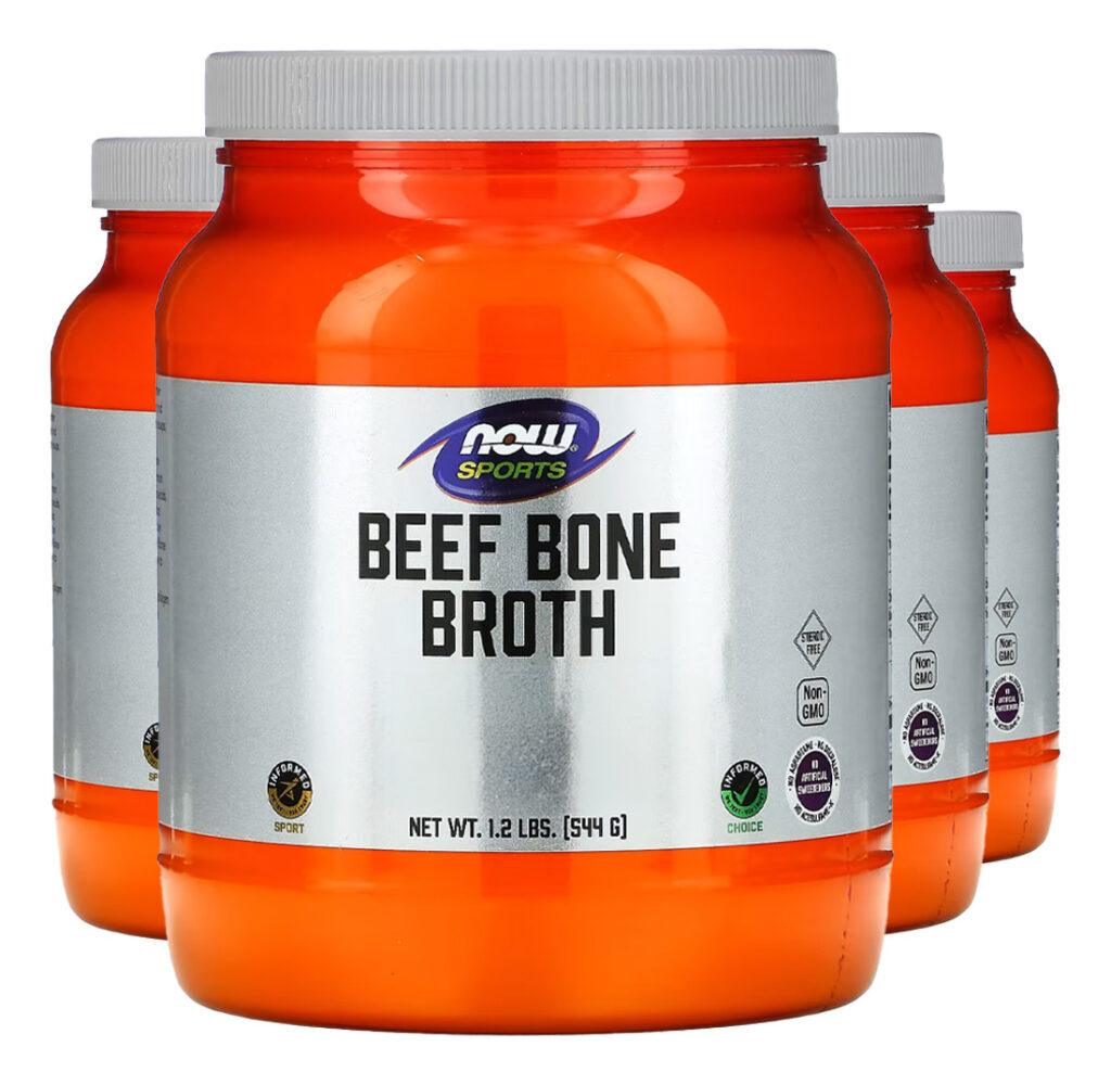 Beef Bone Broth Proteína Pó 544 G Importado 4un Now Foods