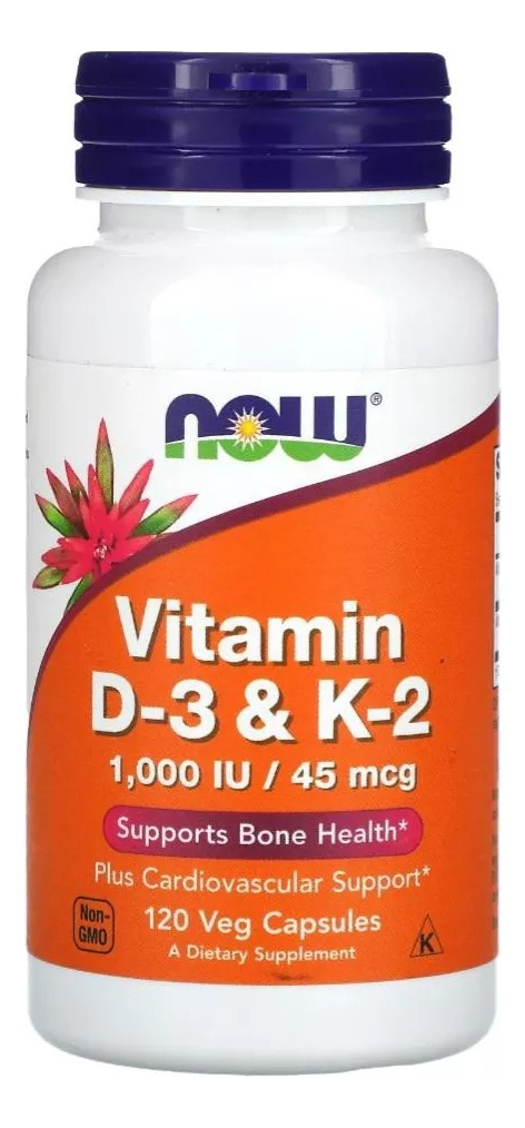 Now Foods Vitamina D3 1000ui + K2 45mcg 120 Caps - Eua / Imp Sabor Without Flavor