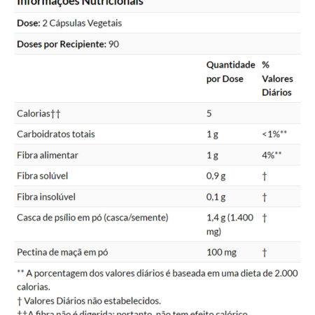 Casca Psyllium 700mg + Pectin Now Foods 180cap Importado - Imagem 4