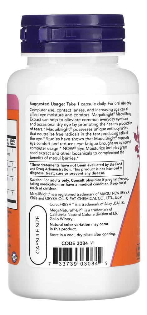 Eye Moisturize Now Foods Maquibright 60 Cáps Importado 3un - Imagem 4