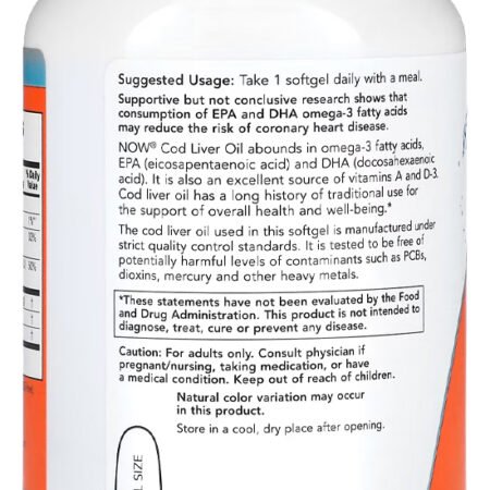 Óleo Fígado Bacalhau 1000mg 180 Soft Importado 5un Now Foods - Imagem 3