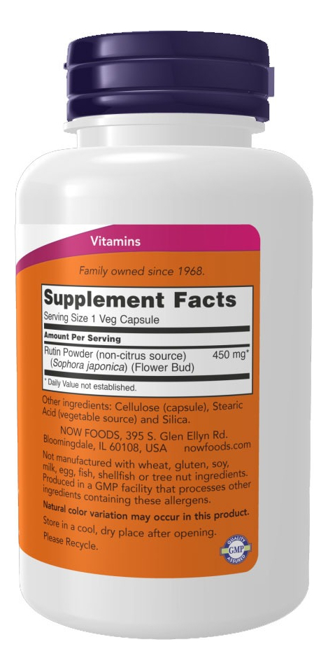 Rutina 450mg Ritin 100cáps Importado 2un Now Foods - Imagem 3
