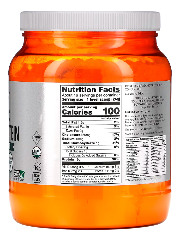 Whey Protein Now Foods Orgânico Sem Sabor 454g Importado - Imagem 3