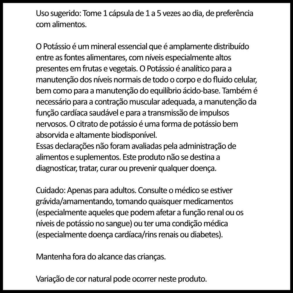 Citrato De Potássio 99mg Now Foods 180 Veg Cáps +porta Cáps - Imagem 4