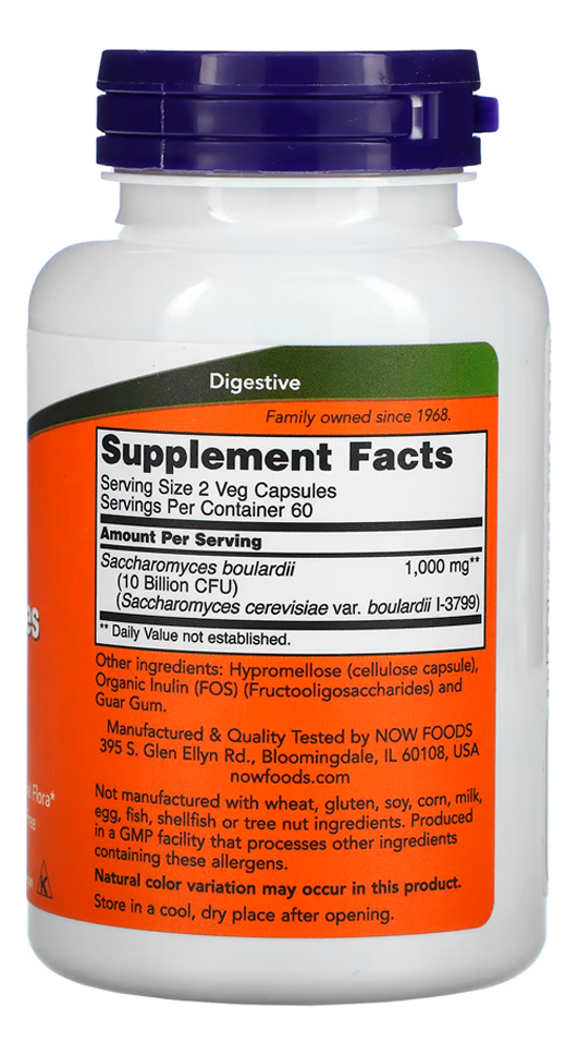 Saccharomyces Boulardii Probiótico 5bi Now Foods 120cáps - Imagem 3