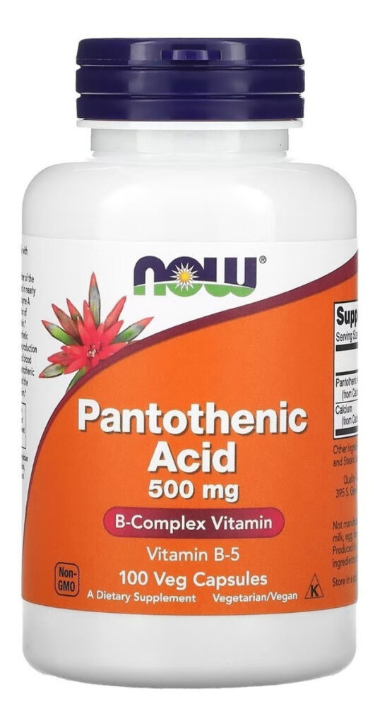 Pantothenic Acid Ácido Pantotênico 500mg 100 Vcaps Now Foods - Imagem 2