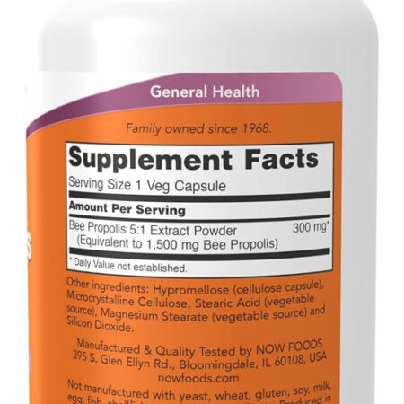 Própolis Abelha 1500 Now Foods 300mg 100 Veg Caps 4un - Imagem 4