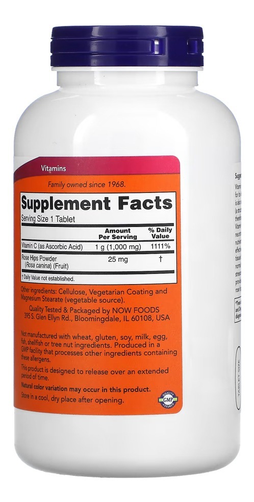 Vitamina C 1000mg E Rosa Mosqueta Now Foods 250tab - Imagem 2