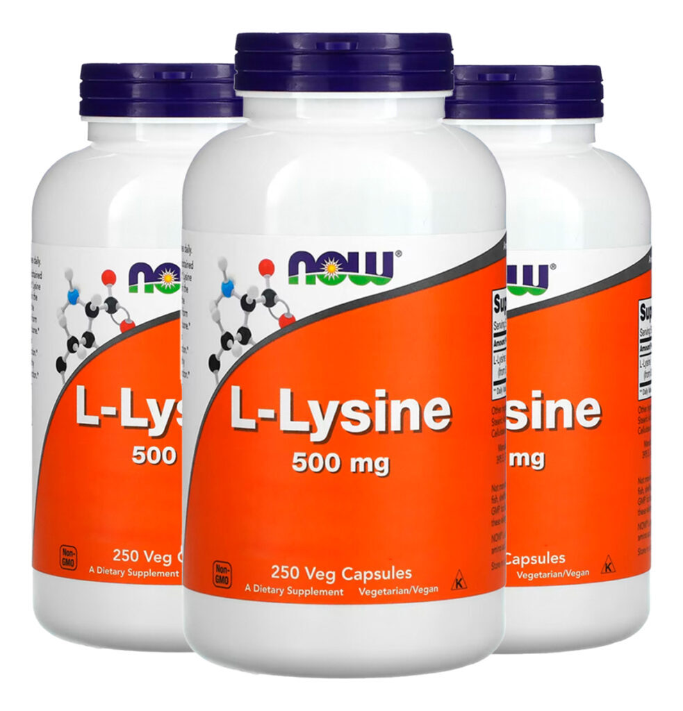 L-lisina 500mg Now Foods L-lysine 250 Veg Caps Importado 3un