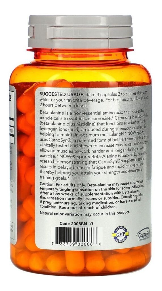 Beta Alanina Endurance Now Sports 750mg 120 Cáps - Now Foods - Imagem 2