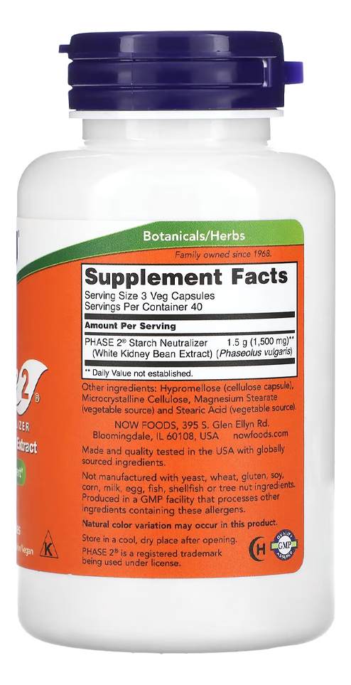 Phase 2 500mg Now Foods 120 Veg Cápsulas Importado 5un - Imagem 4
