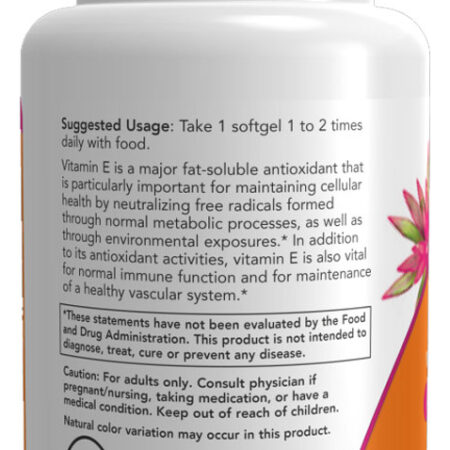 Vitamina E-200 Now Foods Tocoferóis 100sof + Porta Cápsulas - Imagem 3