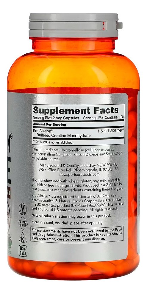 Now Foods Creatina Kre-alkalyn 750mg 240cáps Importado - Imagem 3