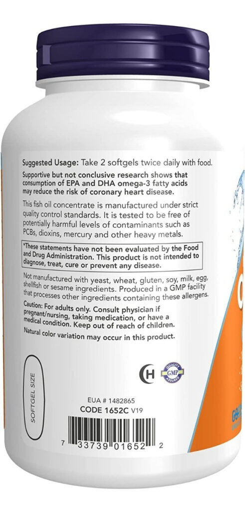 Suplemento Ômega 3 1000mg Now Foods 100 Cápsulas Moles - Imagem 2