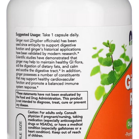 Raiz De Gengibre 550mg Now Foods 100 Caps Importado - Imagem 3