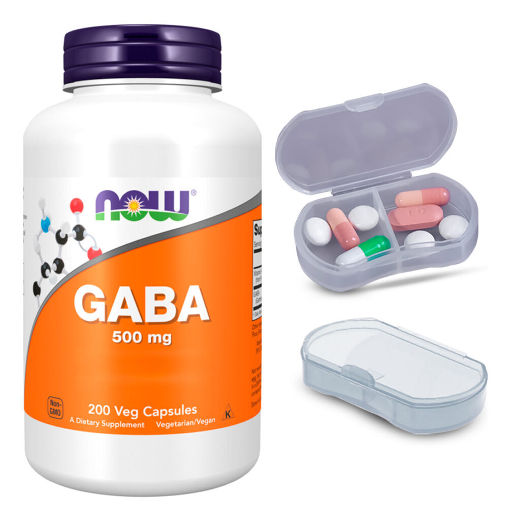 Ácido Gaba E Vitamina B6 Now Foods 200 Cáps + Porta Cápsulas
