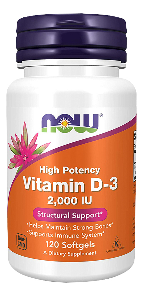 Vitamina D3 2000 Iu Alta Potência 120 Softgls Now Foods Sabor N/a