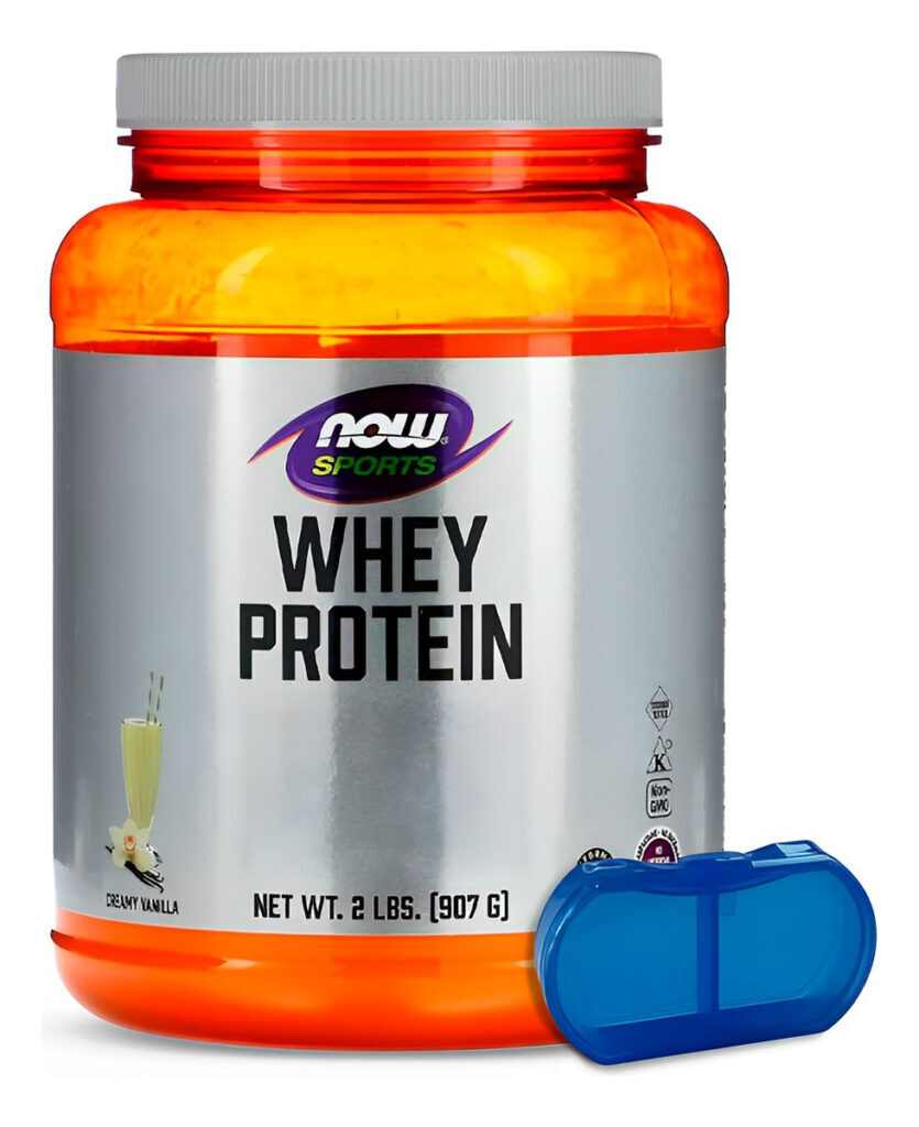 Whey Protein Pó Now Foods 907g + Porta Cápsulas