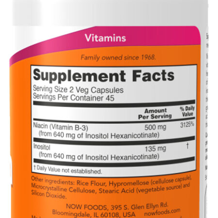 Niacina 250mg Now Foods Flush-free 90 Cápsula Importado - Imagem 2