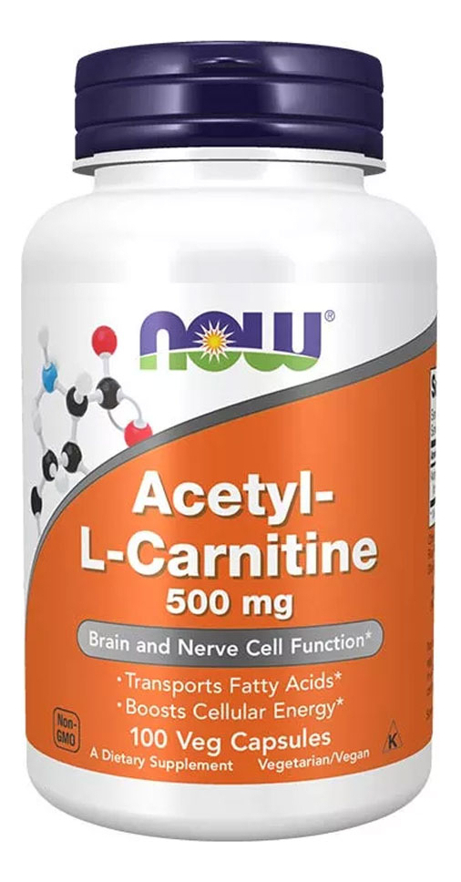 Acetil L-carnitina 500mg Now Foods 100 Vegcaps 5un Sabor Sem Sabor - Imagem 2
