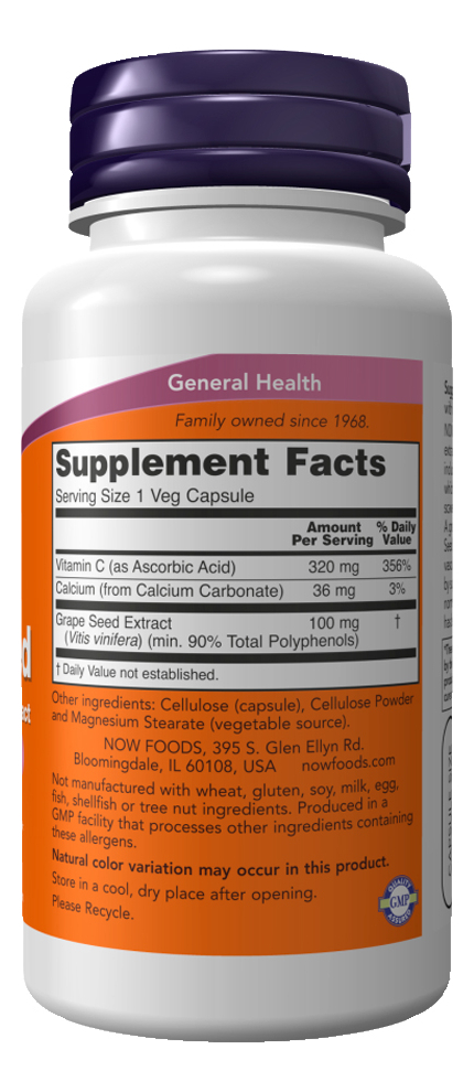 Semente De Uva 100mg Now Foods 100 Cápsulas Importado - Imagem 2