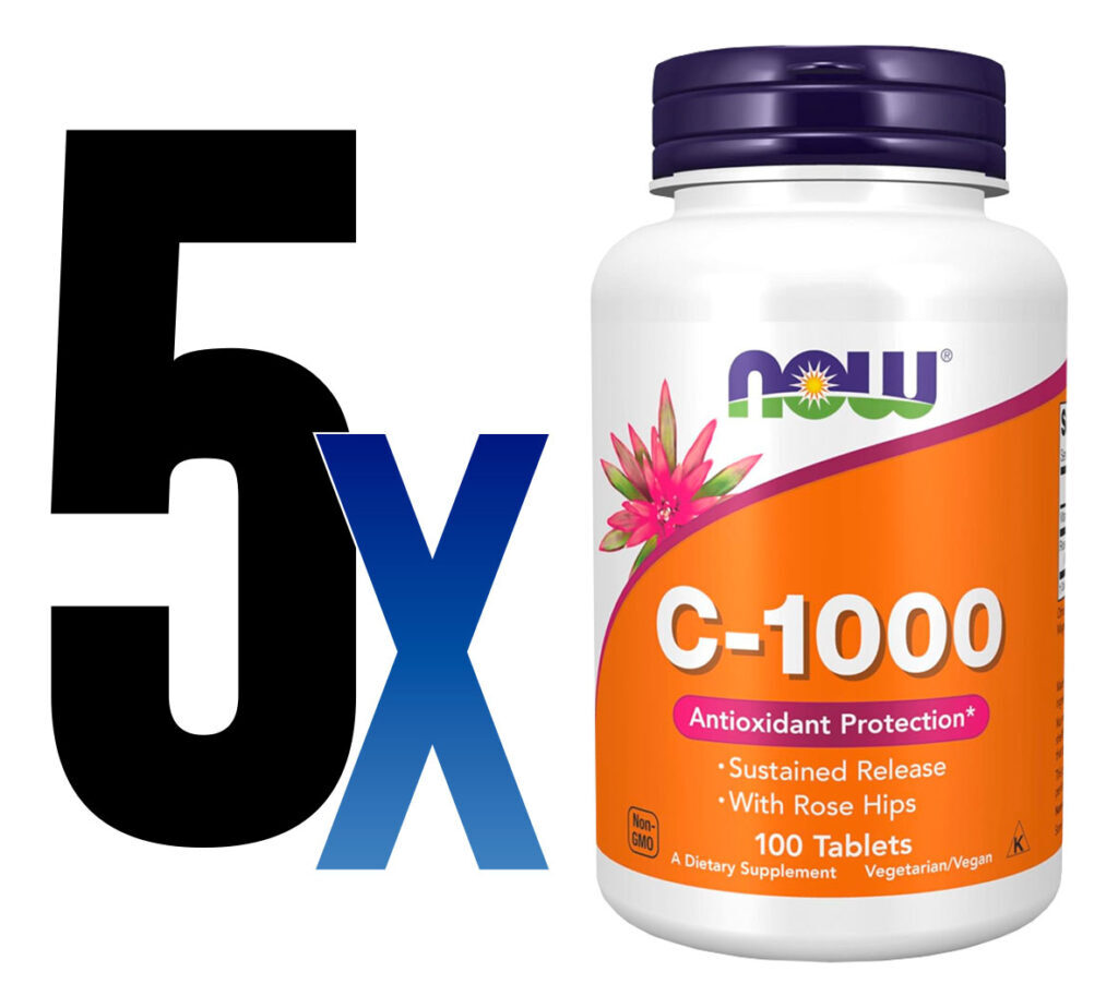 Vitamina C 1000mg Now Foods C-1000 Rosa Mosqueta 100tabs 5un - Imagem 2