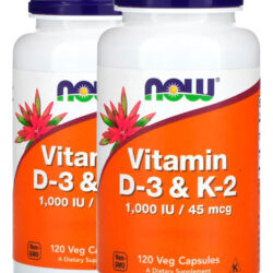Vitamina D3 25mg+vit K2 45mg 120 Cap Importado 2un Now Foods