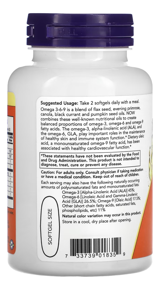 Ômega 3-6-9 1.000mg 100cáps Softgels Importado 5un Now Foods - Imagem 4
