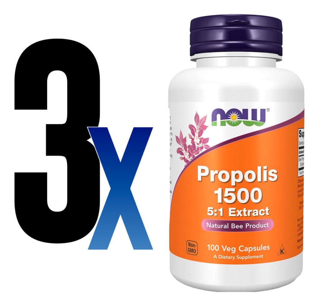 Própolis Abelha 1500 Now Foods 300mg 100 Veg Caps 3un - Imagem 2