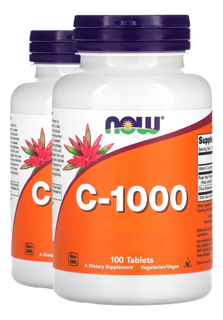 Vitamina C 1000mg+r. Mosqueta 100tab Importado 2un Now Foods