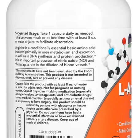 L-arginina 700mg 180 Cáps Importados 4un Now Foods - Imagem 3