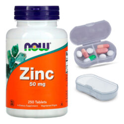 Zinco Gluconato 50mg Now Foods 250 Tablets + Porta Cápsulas
