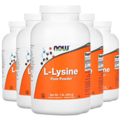 L-lisina Em Pó Puro 454 G L-lysine Importado 5un Now Foods