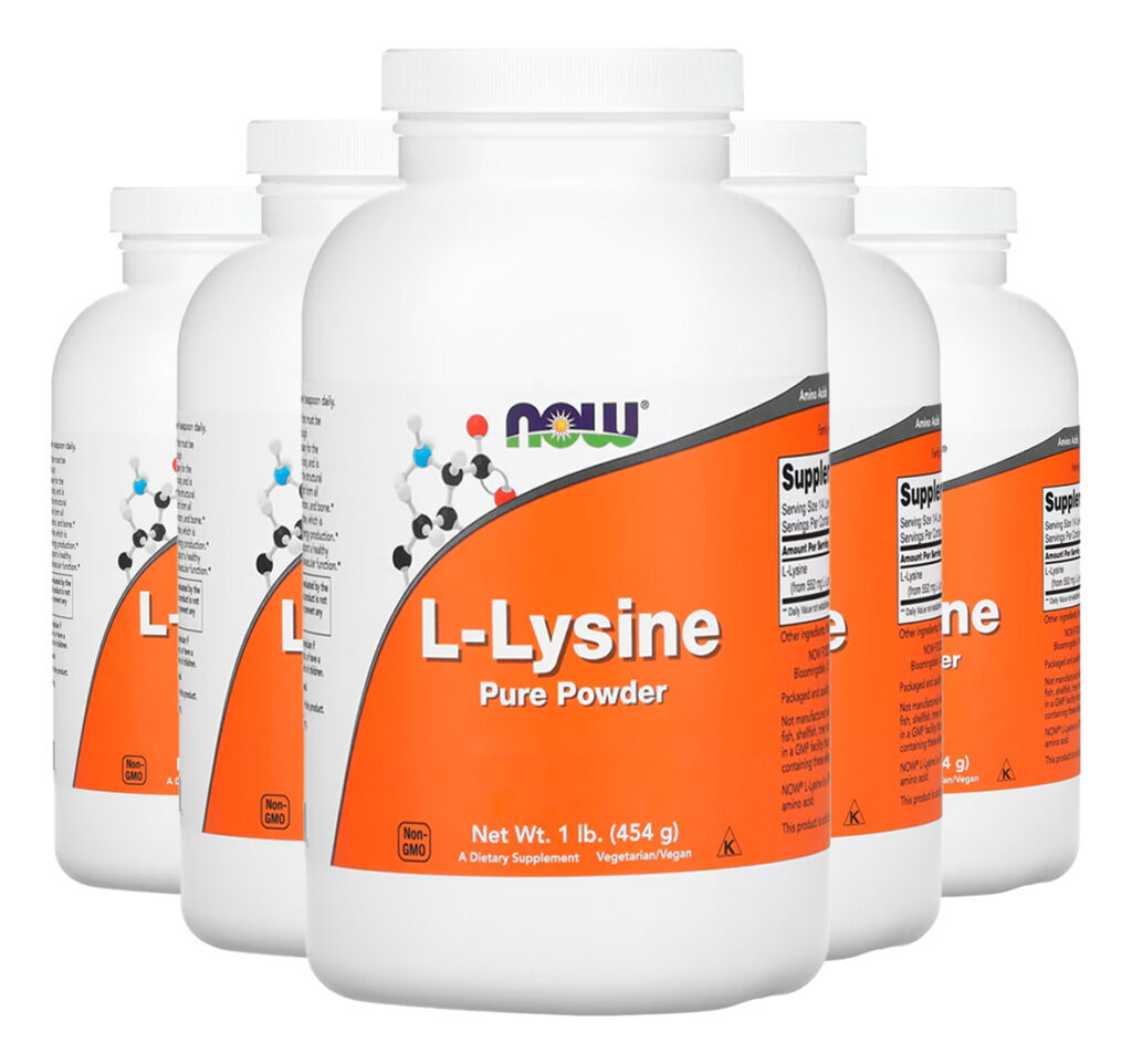L-lisina Em Pó Puro 454 G L-lysine Importado 5un Now Foods