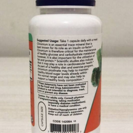 Picolinato De Cromo 200mcg 100 Capsulas Chromium - Now Foods Sabor Sem Sabor - Imagem 5