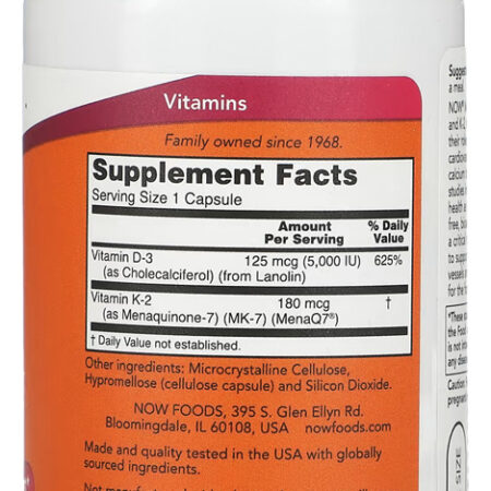 Vitamina Mega D-3 E Mk-7 Now Foods 120veg Caps Importado 3un - Imagem 3