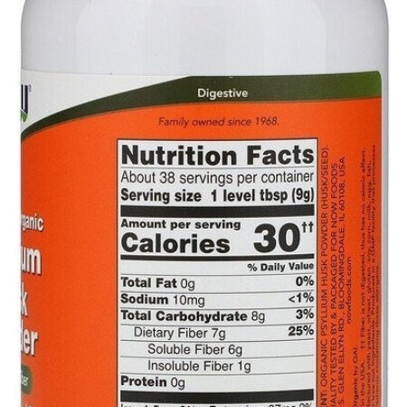 Now Foods, Cascas De Psyllium 100% Orgânicas, Sabor Em Pó Sem Sabor - Imagem 2