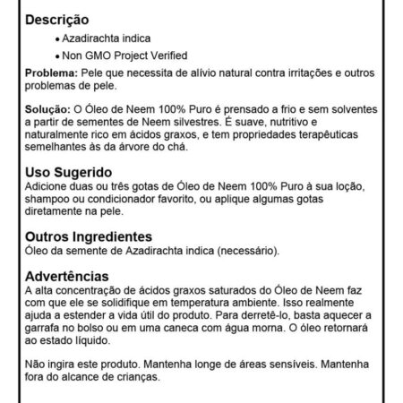 Óleo De Neem Now Foods 100% Pure 30ml Importado - Imagem 4