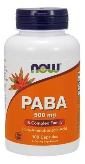 Now Foods Paba 500 Mg 100 Capsules Importado Eua - Imagem 2