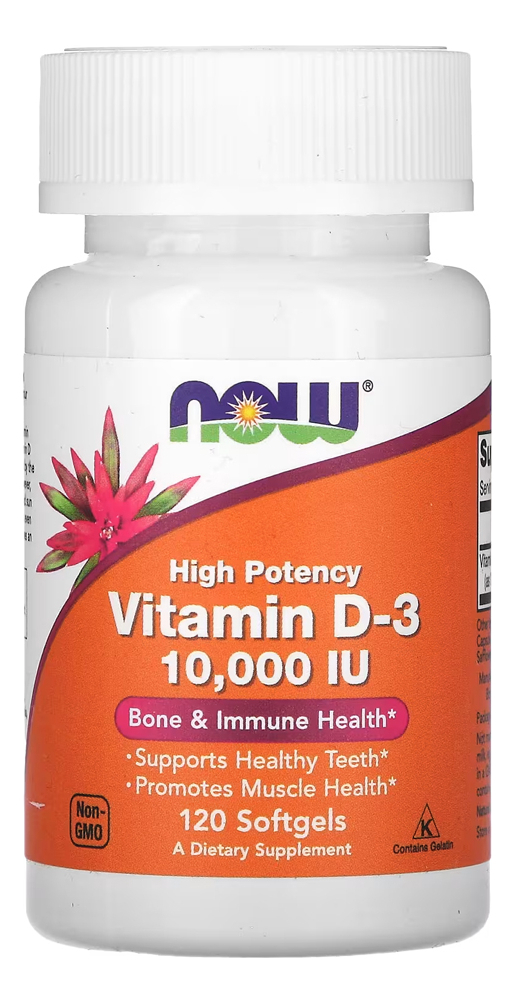 Vitamina D3 10000iu Alta Potencia Now 120 Softgels Sabor N/a