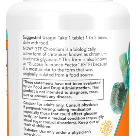 Cromo Gtf 200mcg Now Foods 100 Tablets Importado - Imagem 3