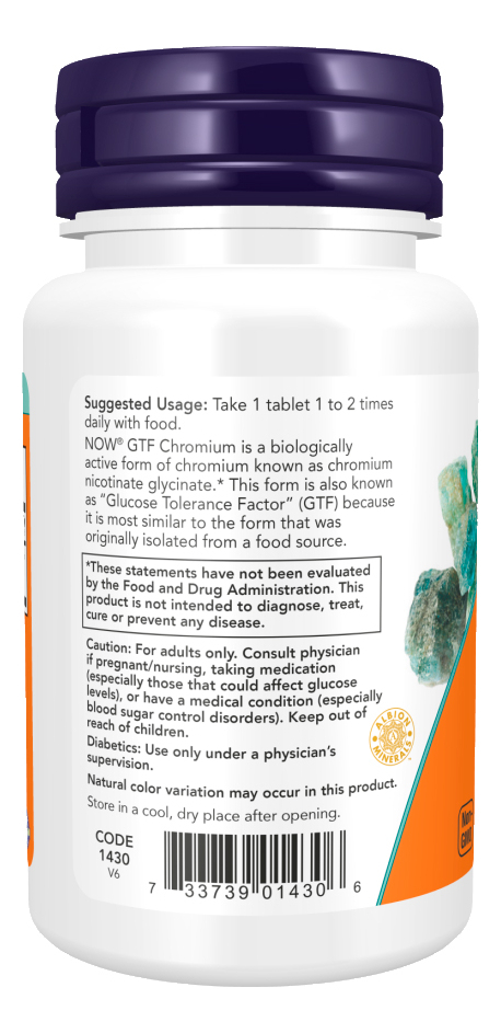 Cromo Gtf 200mcg Now Foods 100 Tablets Importado - Imagem 3