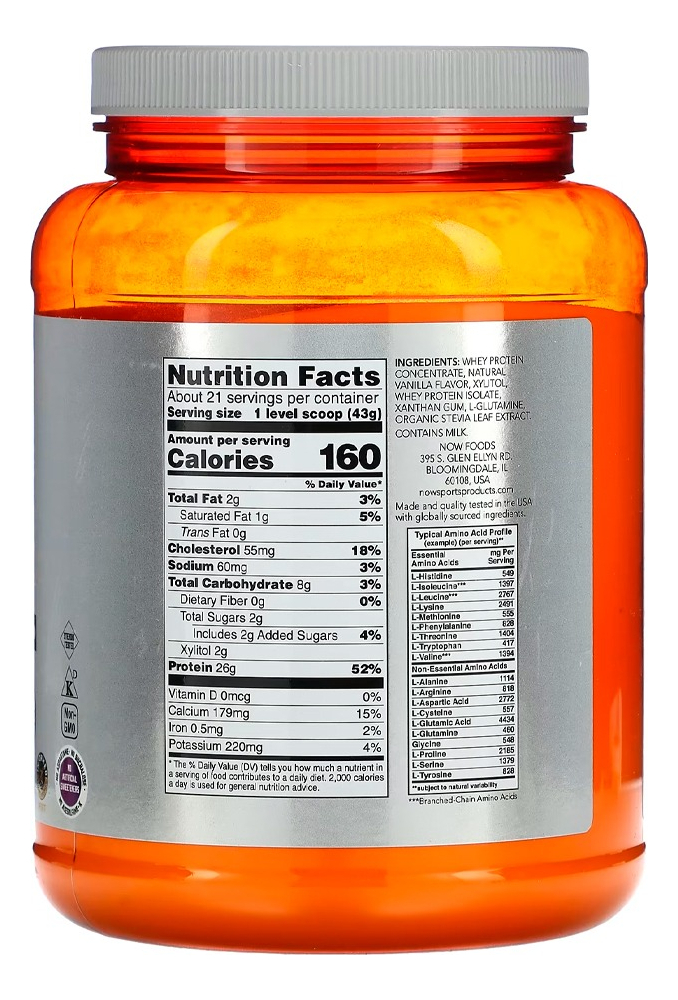 Whey Protein Pó 907g Baunilha Importado 2un Now Foods - Imagem 4