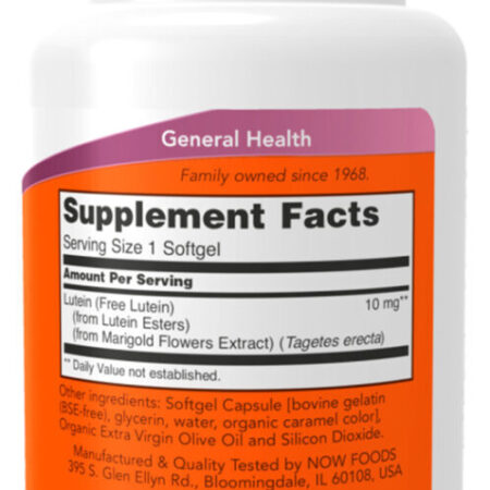 Luteina 10mg Now Foods Sem Esteres 120 Softg Importado - Imagem 2