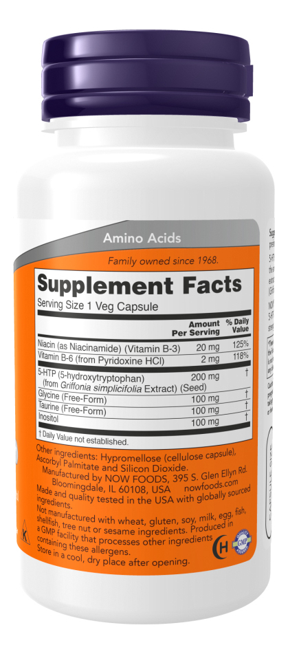 5-htp 200mg Now Foods Dupla Força 120 Caps + Porta Cápsulas - Imagem 2